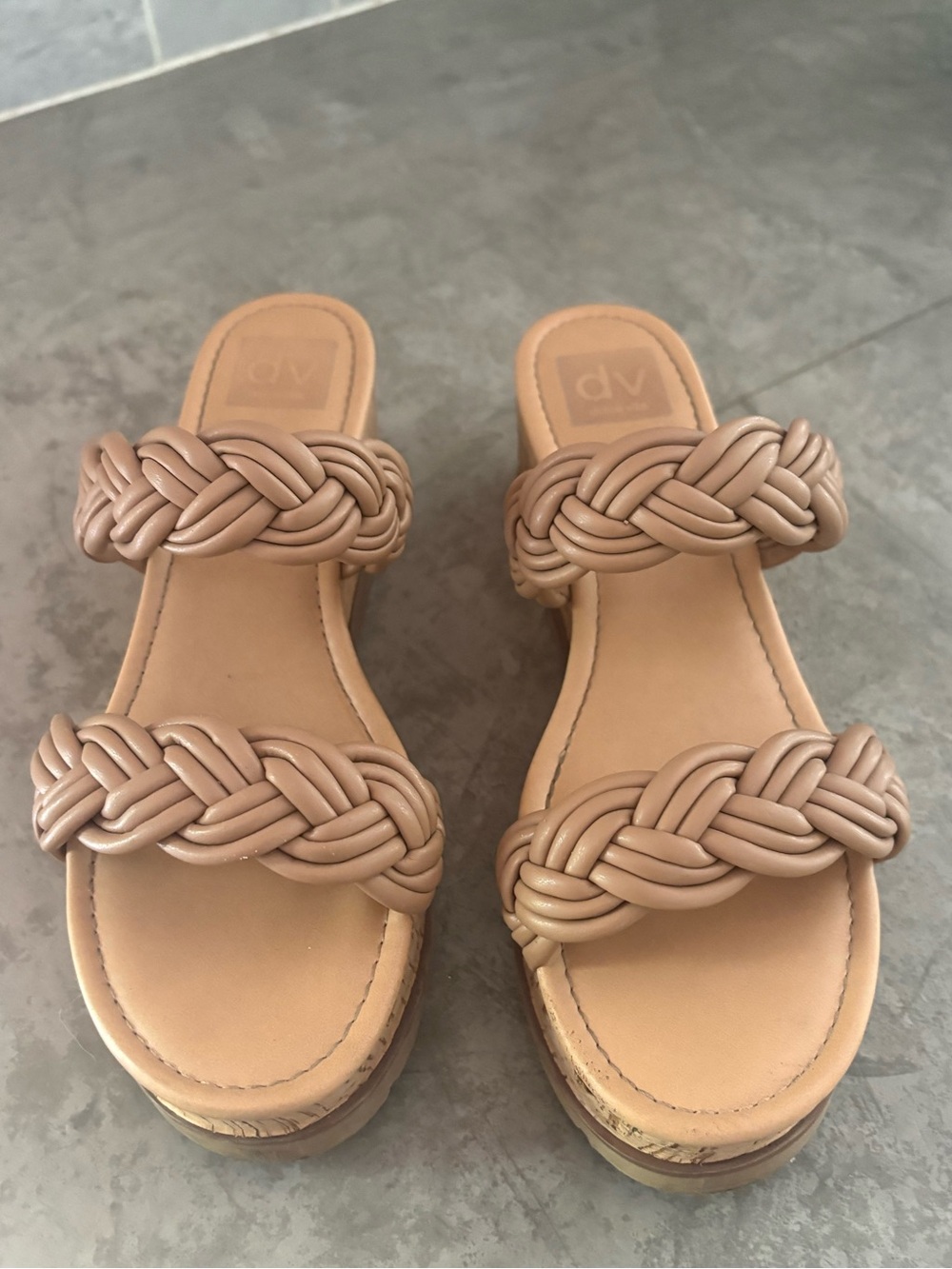 DV by Dolce Vita Tan Braided Double-Strap Slide Mules